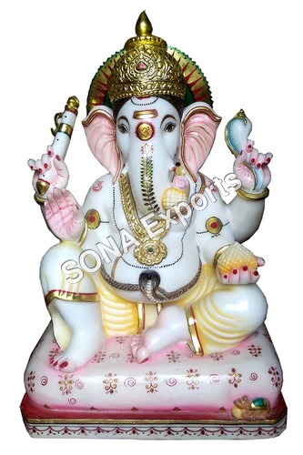 White marble Ganesha Murti