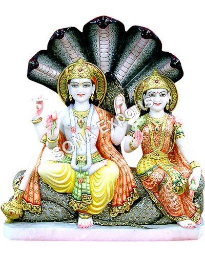 Marble Vishnu Laxmi with Shesh Naag