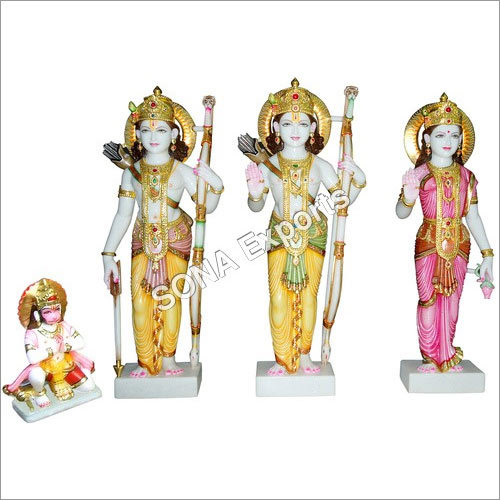 Marble Ramdarbar Statue - 24 Inch | Handmade Indian Religious Sculpture, Hinduism Theme