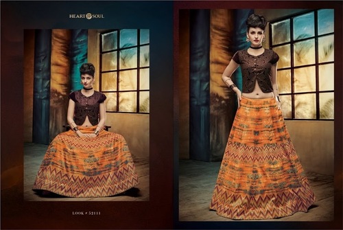 Orange & Brown Admirable Lehangas