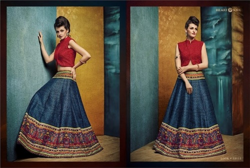 Blue & Red Stunning Designer Lehangas
