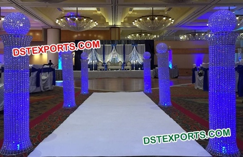 Wedding Aisle Decoration Crystal Column - Metal & Original Crystal, 3.5-4 Feet, Built-in Lights, Elegant Design