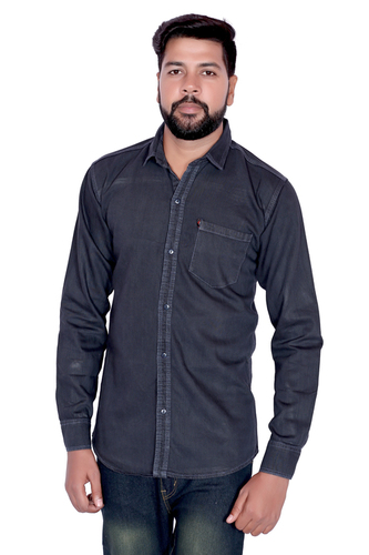 Black London Looks Denim Regular Shirts