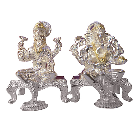 Silver Ganesh Laxmi Statue