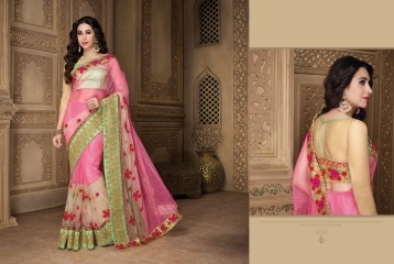 Embroidered Blissful Pink Net Designer Saree