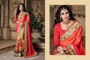Embroidered Artistic Red Satin Net Designer Saree