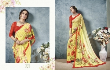 Dilettante Yellow Georgette Saree