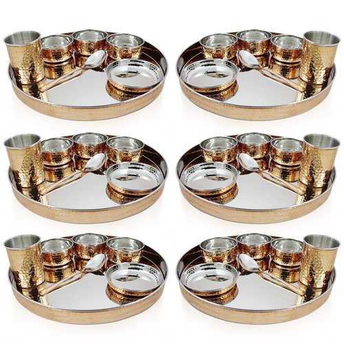 Dinnerware Stainless Steel Copper Traditional thaliset ,Set of 6