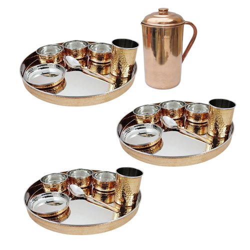 Stainless Steel Copper Thali set