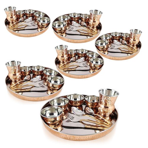 Copper Stainless Steel Large Dinner Plate 6 Set