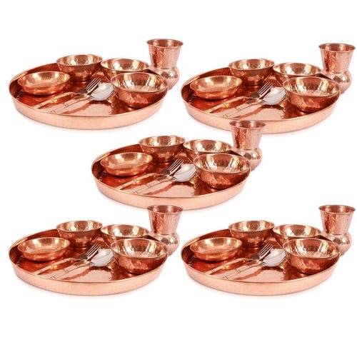 Pure Copper Best Quality Traditional Kitchen Dinner Set of 5