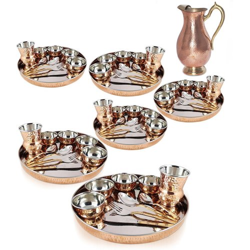 Dinnerware Stainless Steel Copper Traditional Dinner Set of Thali Set
