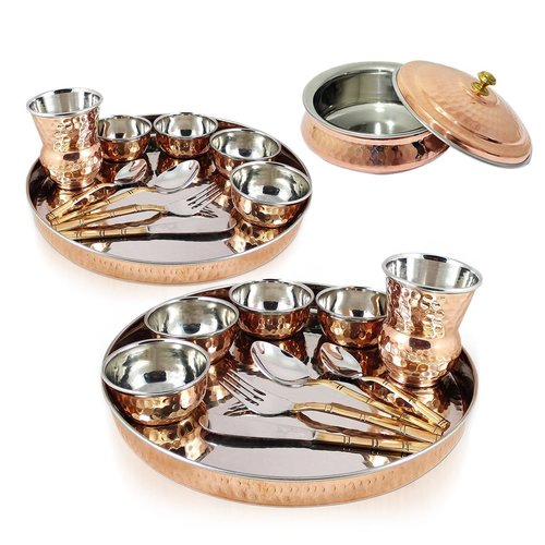Stainless Steel Copper Traditional Dinner Set of Thali Set