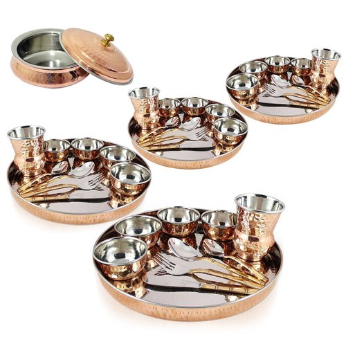 Stainless Steel Copper Traditional Dinner Set of Thali Set
