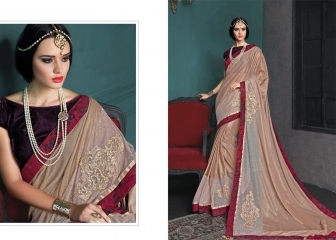 Topnotch Burly Wood Georgette Designer Saree
