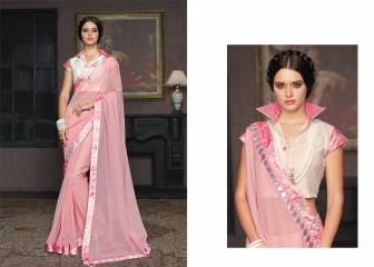 Delectable Pink Georgette Designer Saree
