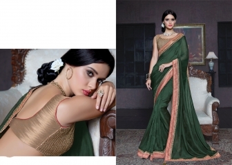 Embroidered Girlish Green Georgette Designer Saree