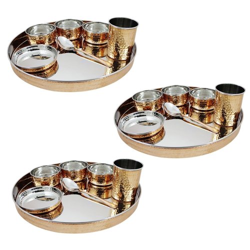 Dinnerware Stainless Steel Copper Traditional thaliset ,Set of 3
