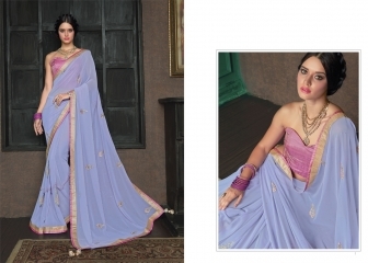 Fab Lavender Georgette Designer Saree