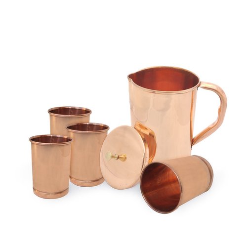 Pure Copper Jug for Health Benefits With 4 Tumbler Glass