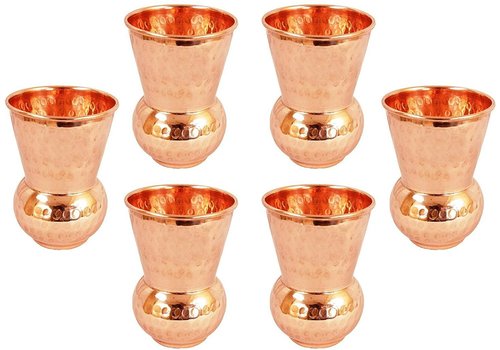 Hammered Set of 6 Water Glass Tumbler Cup Volume 375 ML