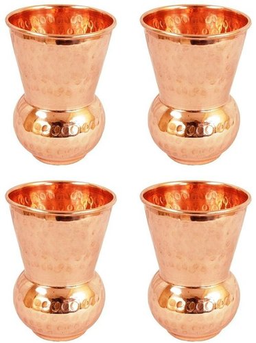 Copper Hammered Set of 4 Water Glass