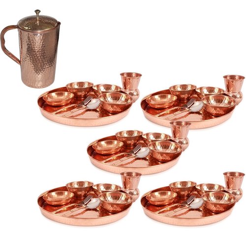 Pure Copper Traditional Dinner Set of Thali Plate