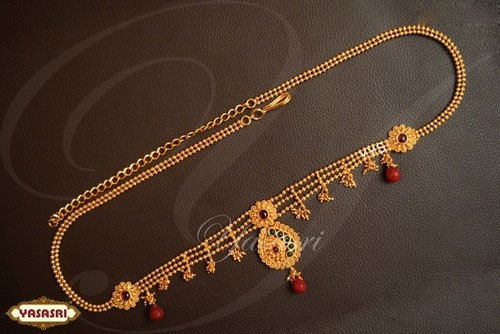 Golden Ruby Stone Flower Design Belt