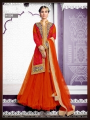 Sociability Orange Net Indo Western Lehenga Style Suit Age Group: Adult