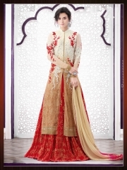 Benevolence Cream Net Indo Western Lehenga Style Suit