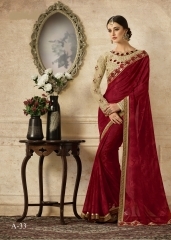 Embroidered Catchy Maroon Fancy Georgette Designer Saree