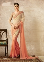 Snug Cream Fancy Georgette Designer Saree