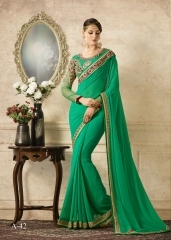 Embroidered Brainy Sea Green Fancy Georgette Designer Saree