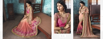 Solemn Peach Fancy Georgette Designer Saree