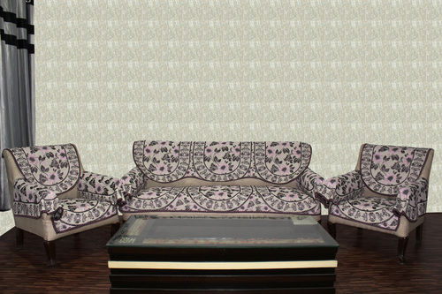 Chenille Sofa Cover - Reverse Wine, Single Seater 69x59x1 CM & 3 Seater 69x177x1 CM | Superior Quality Chenille, Printed Patterns, Plain Style, Neat Stitching