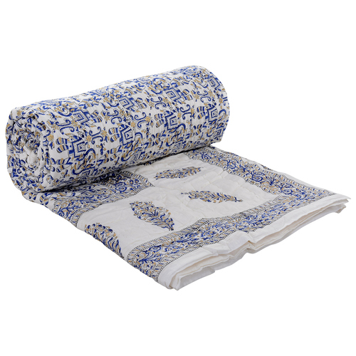 Jaipuri Handmade Handblock Print Cotton Quilt - 90"x108", Luxurious Lightweight Comfort, Reversible Design, Premium Quality for Home Decor