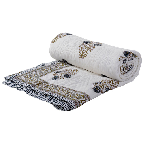 100% Cotton Handblock Print Double Bed Quilt Rajai