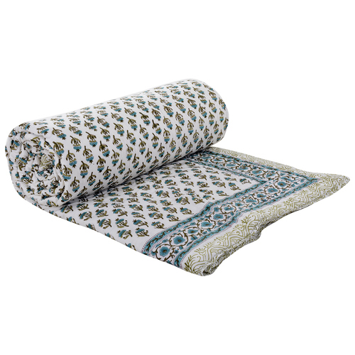 Jaipuri Handmade Handblock Print Cotton Quilt Size: King