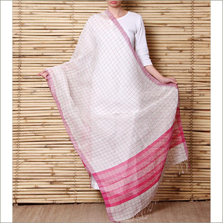 Linen Dupatta - Linen, 70x200 cm, Off-White | Striped Design, Lightweight, Soft Texture, Comfortable Wear