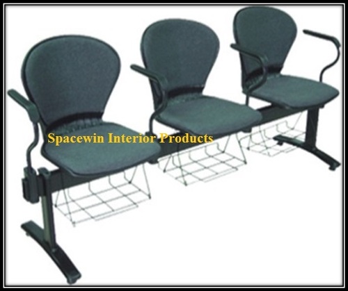 3 Seater Classroomm Chair - Metal Fabric, 75x60x80cm, Dark Grey | Durable Seating, Space Saving, Comfortable Design
