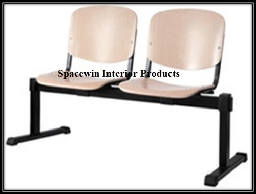 2 Seater Wooden Visitor Chair - Wood & Metal, 48x36x18 Inches, Beige | Durable Seating, Comfortable Design