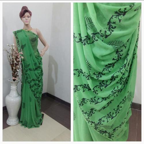 Indian Green Printed Handloom Sarees