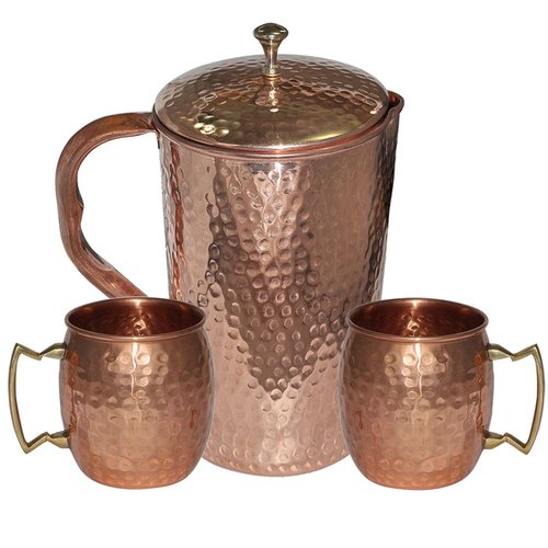 Copper Jug With 2 Pure Moscow Mule Mug Set