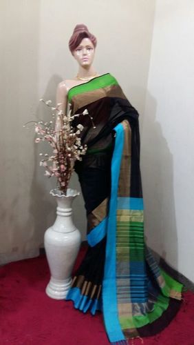 Black And Green Designer Border Handloom Saree
