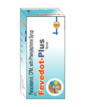 FEVEDOT-PLUS SYRUP - Light Blue 100ml, Paracetamol Phenylephrine CPM | Fever Congestion Allergy Cough Relief