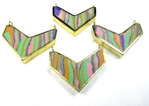 Multi Color Chevron Pendant with Gold Electroplating