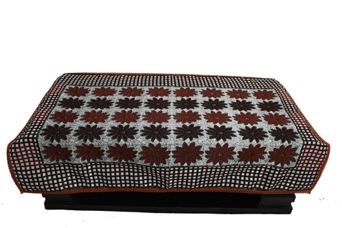 Flower Printed Table Panel - Chenille Fabric, 40x60 Inches, Rust Color | Durable, Modern Design, Indoor Furniture