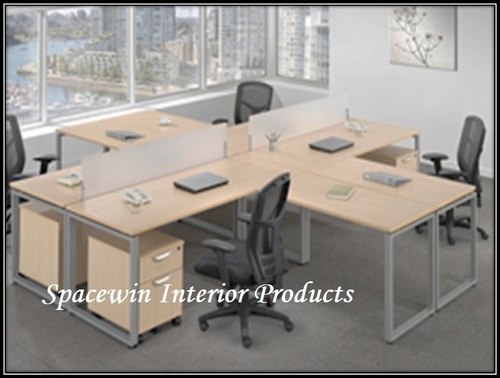 4 Seater Workstation - Wood Metal, 72"x96"x30", Beige | Modular Assembly, Team Collaboration, Organized Storage
