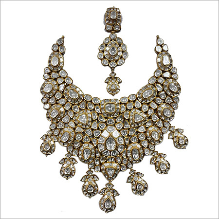 Diamond Kundan Meena Necklace Set