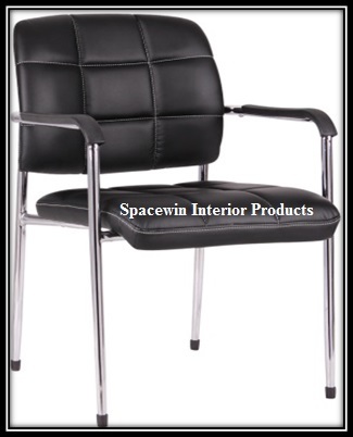 Visitor Chair - Metal Leatherette, 20x24x36 in, Black | Comfortable Seating, Durable Frame, Stylish Design, Easy Assembly